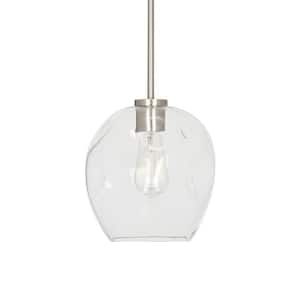 1-Light Brushed Nickel Mini Pendant with Glass Shade
