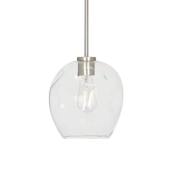 A-Street 1-Light Brushed Nickel Mini Pendant with Glass Shade