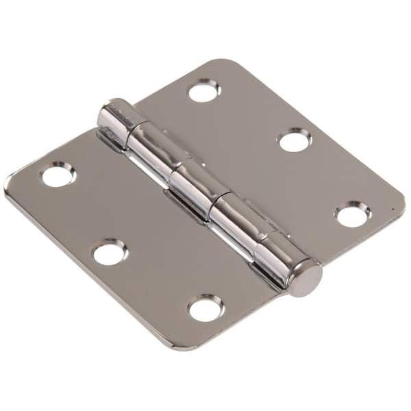 Hardware Essentials 3 in. Chrome Residential Door Hinge with 1/4 in. Round Corner Removable Pin Full Mortise (9-Pack)