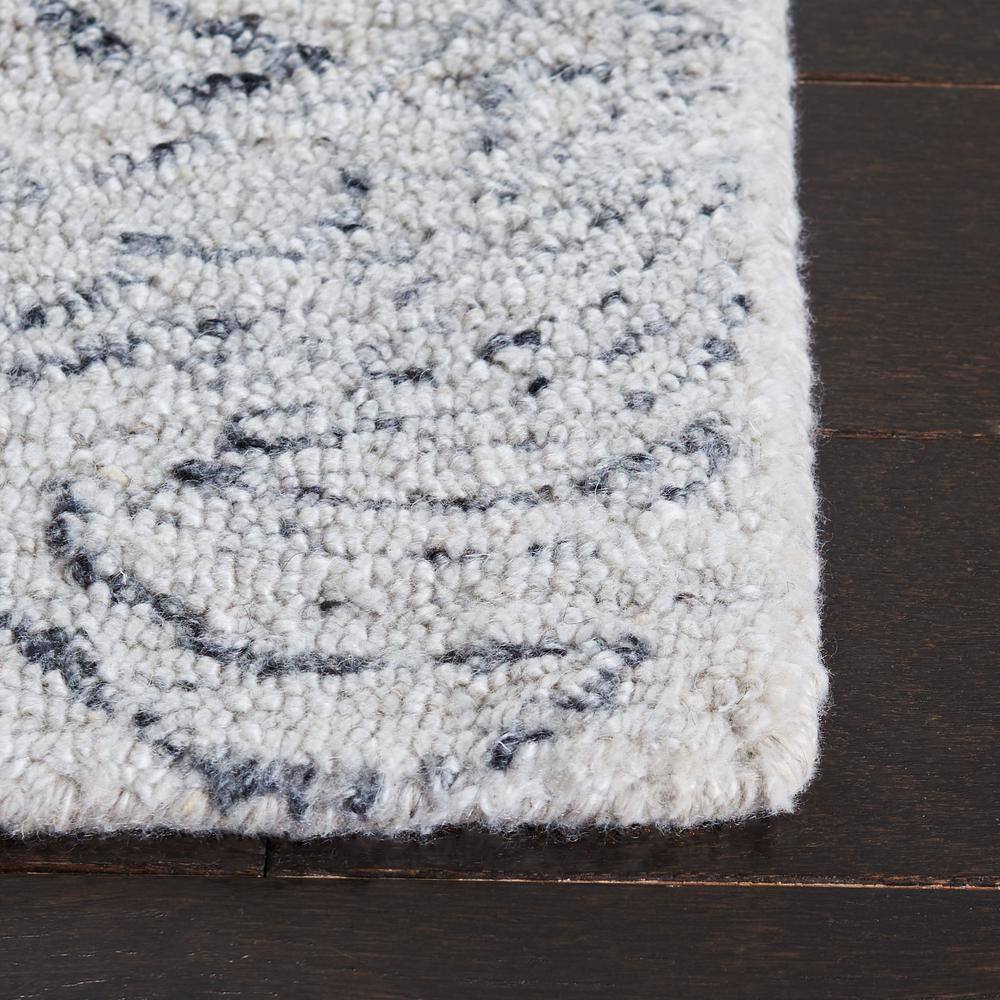 Black and Ivory Abstract Hand-Tufted Wool Area Rug