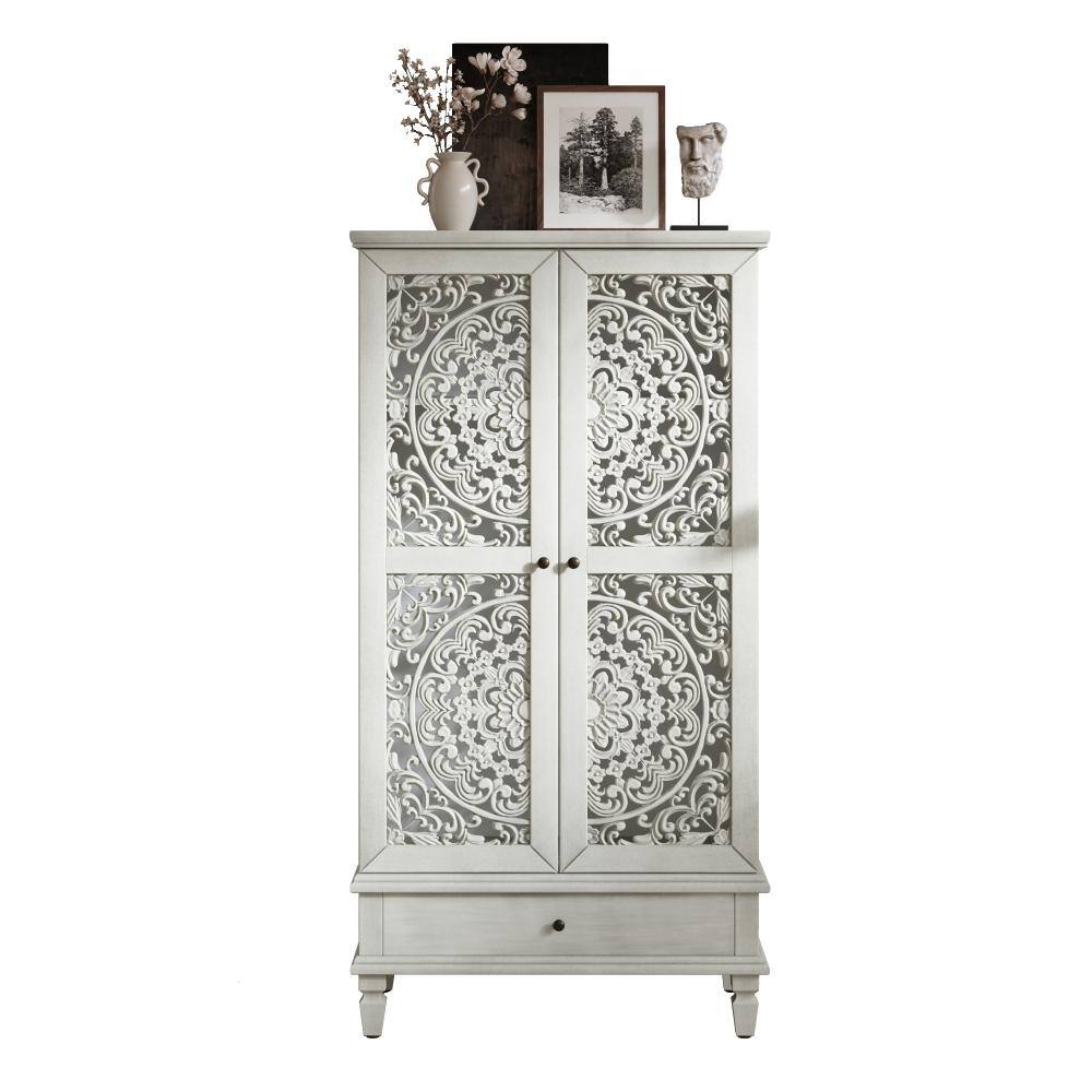 Antique Grey White 55 in. Accent Cabinet Office Storage Cabinet with 2 Shelves and Drawer durable construction