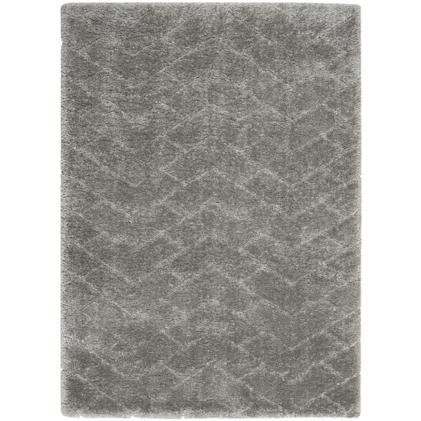 4 ft. x 6 ft. Gray Chevron Shag Area Rug