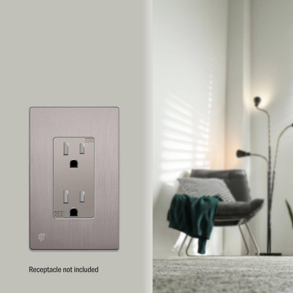 Brushed Nickel Screwless 1-Gang Decorator Wall Plate