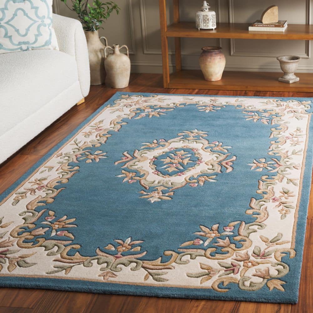 Aubusson 6 ft. x 6 ft. Square Blue/Ivory Traditional Medallion Area Rug price history on PriceWatchPro