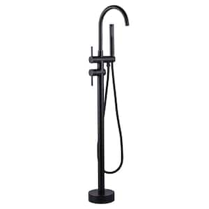 2-Handle Freestanding Tub Faucet with Hand Shower in Oil Rubbed Bronze