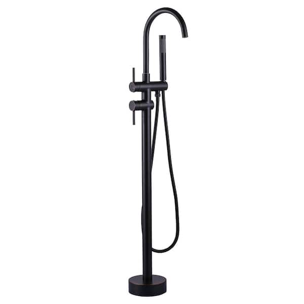 ALEASHA 2-Handle Freestanding Tub Faucet with Hand Shower in Oil Rubbed Bronze