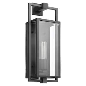 Exhibit Matte Black Outdoor Hardwired Wall Lantern Sconce with No Bulbs Included