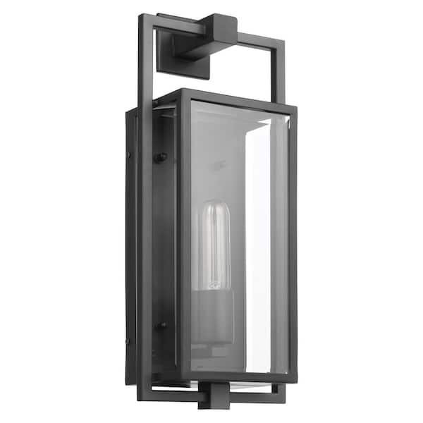 SATCO Exhibit Matte Black Outdoor Hardwired Wall Lantern Sconce with No ...