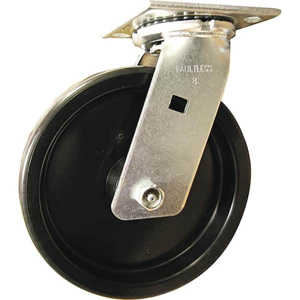 Shepherd 8 in. Black Polypropylene and Steel Swivel Plate Caster with 600 lb. Load Rating
