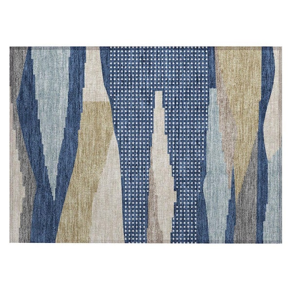 Chantille Machine Washable Indoor/Outdoor Abstract ACN2761 Navy 2 ft. x 3 ft. Accent Rug