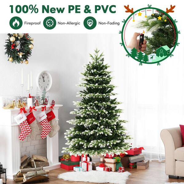 Resenkos Artificial 7ft Christmas Tree With 1180PVC/Hard Needle Mixed Branch Tips 400l Warm White Led Green