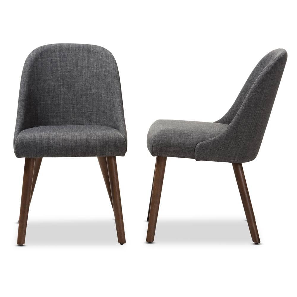 Parsons Dark Grey Cane-Backed Side Chair with Walnut Wood Frame