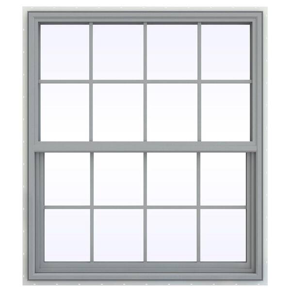 JELD-WEN 41.5 in. x 47.5 in. V-4500 Series Single Hung Vinyl Window with Grids - Gray