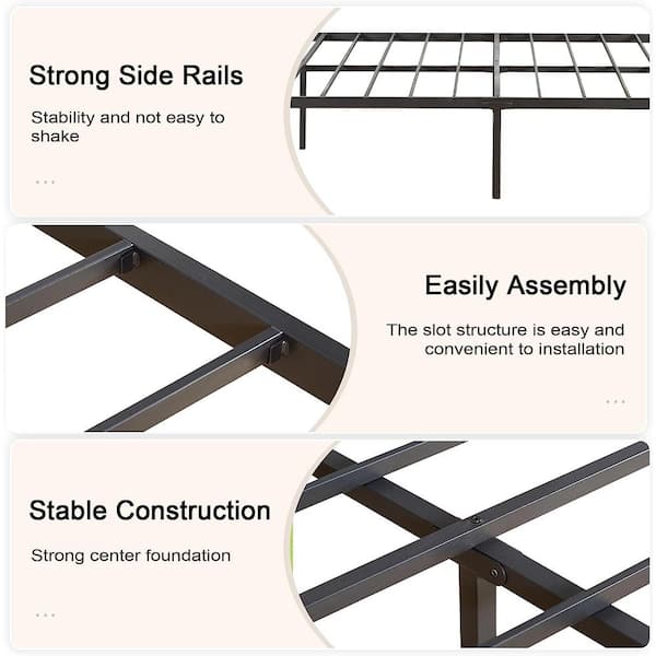 VECELO Black Twin Metal Bed Frame, Metal Platform Bed with