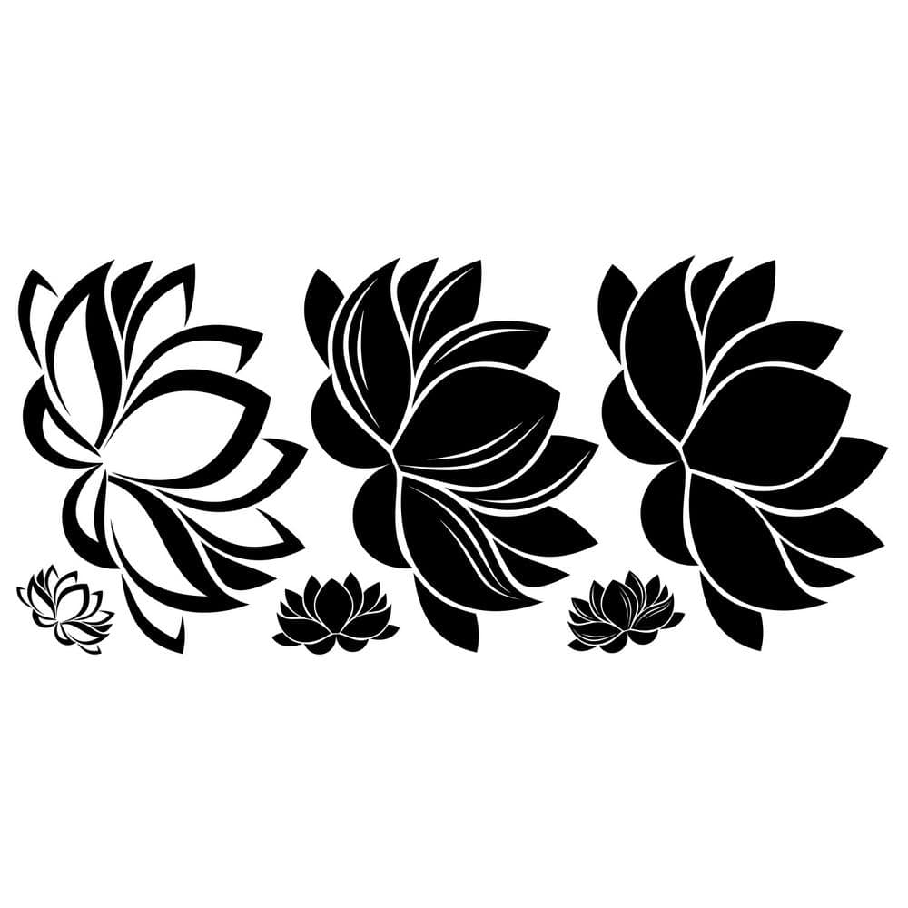 RoomMates Black Line Art Lotus Peel and Stick Giant Wall Decal