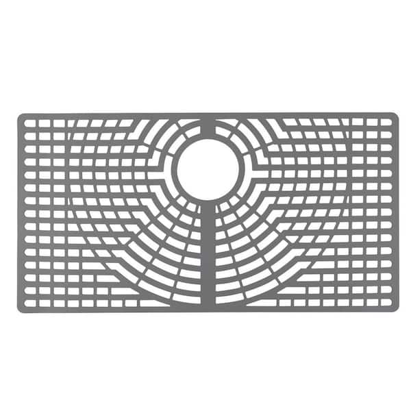 Wudkey 0.19 in. H x 29.7 in. W x 15.5 in. D Non-slip Silicone Sink Protector with Rear Drain Hole, Heat Resistant Sink Mat