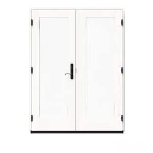 60 in. x 80 in. W-5500 White Clad Wood Right-Hand Full Lite French Patio Door w/White Paint Interior