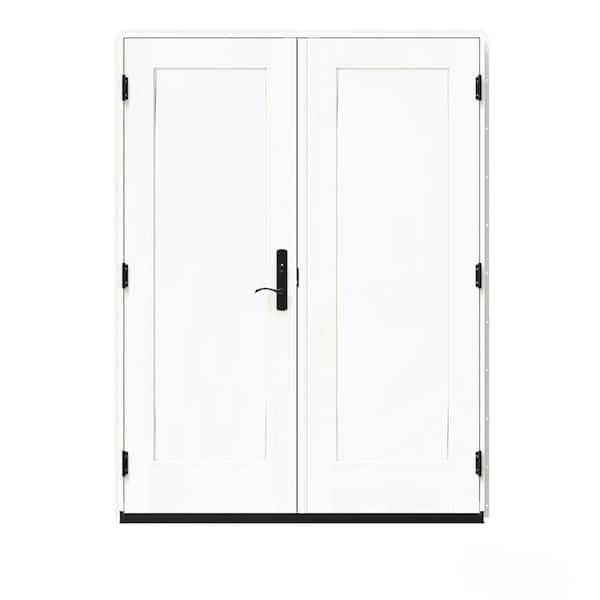 JELD-WEN 60 in. x 80 in. W-5500 White Clad Wood Right-Hand Full Lite French Patio Door w/White Paint Interior
