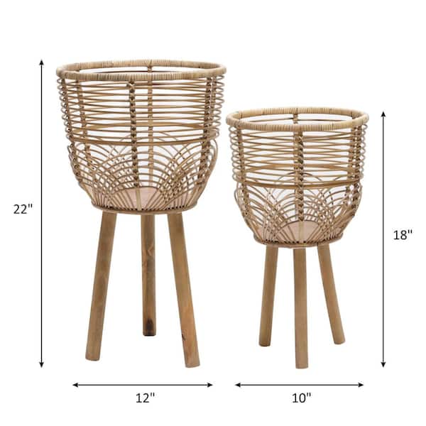 Sagebrook Home Set Of 2 Wicker Planters 15052 Sagebrook Home Set Of 2 Wicker Planters 15052