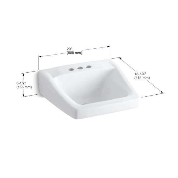 Soho 20 in. x 18 in. Wall Mounted Bathroom Sink in White Vitreous China