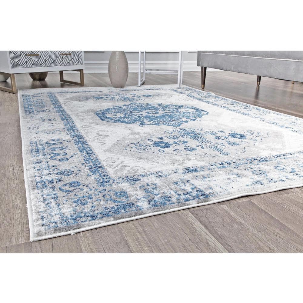 Freida Blue and Gray Vintage Farmhouse Area Rug