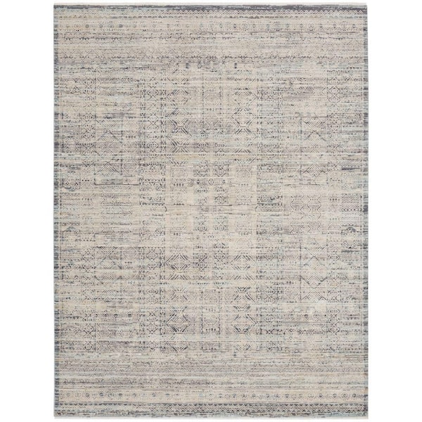Nyle Ivory Blue 9 ft. x 11 ft. Vintage Persian Area Rug