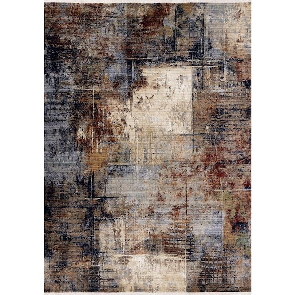 Black 5 ft. x 8 ft. Woven Abstract Rectangle Indoor Area Rug