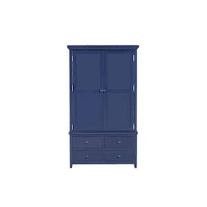 71.1 in. H Freestanding Wood Kitchen Pantry Cabinet with 8-Door Shelves, 3-Shelves, 7-Drawer sand 8 Wine Racks in Blue