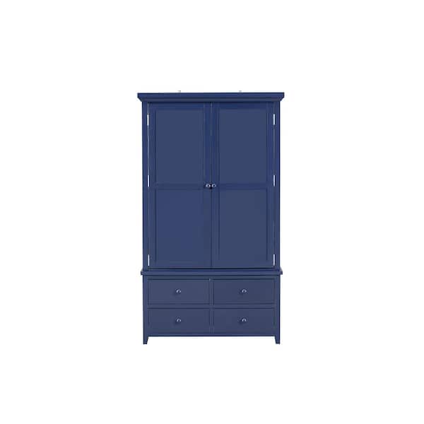 Lycvki 71.1 in. H Freestanding Wood Kitchen Pantry Cabinet with 8-Door Shelves, 3-Shelves, 7-Drawer sand 8 Wine Racks in Blue