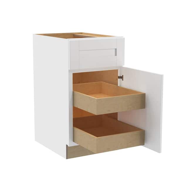 Home Decorators Collection Washington Vesper White Plywood Shaker Assembled Base Kitchen Cabinet Soft Close 18 in W x 24 in D x 34.5 in H