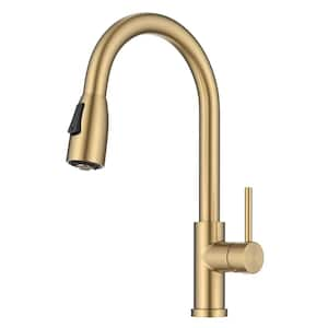 Coda 2-Function Single Handle Pull Down Sprayer Kitchen Faucet in Spot-Free Brushed Brass