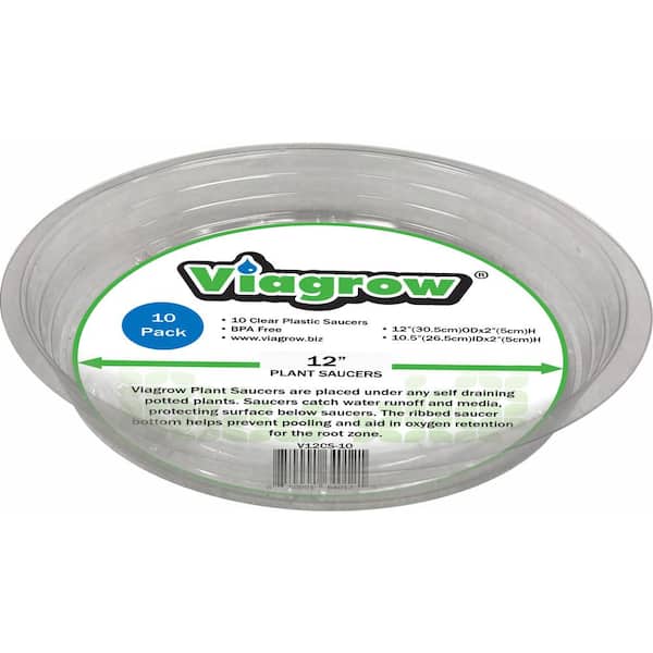 Viagrow 12 in. Clear Plastic Saucer (10-Pack)