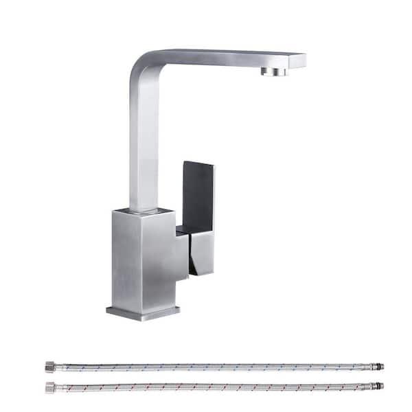 Single-Handle Deck Mount Stainless Steel Bar Faucet in Brushed Nickel