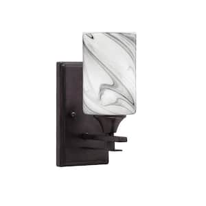 Ontario 1-Light Dark Granite 4 in. Wall Sconce with Onyx Swirl Glass Shade