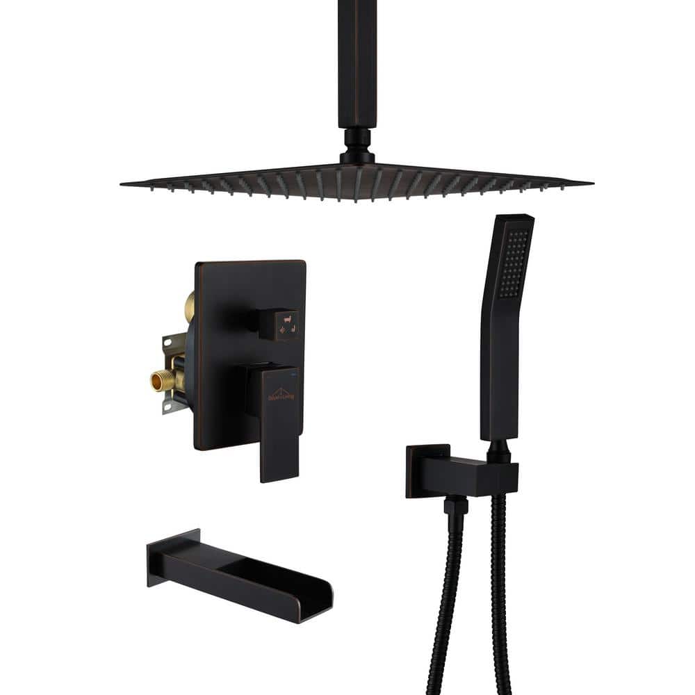 Ceiling Mount Single-Handle 1-Spray Tub and Shower Faucet with Hand Shower 