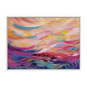 Brush Strokes 90 by Ettavee Framed Abstract Canvas Wall Art Print 38.00 in. x 28.00 in.