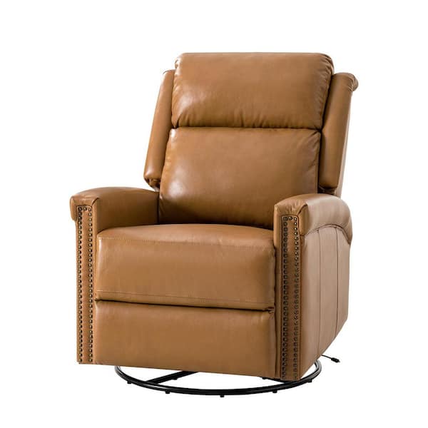 JAYDEN CREATION Leone Camel Genuine Leather Power Recliner with