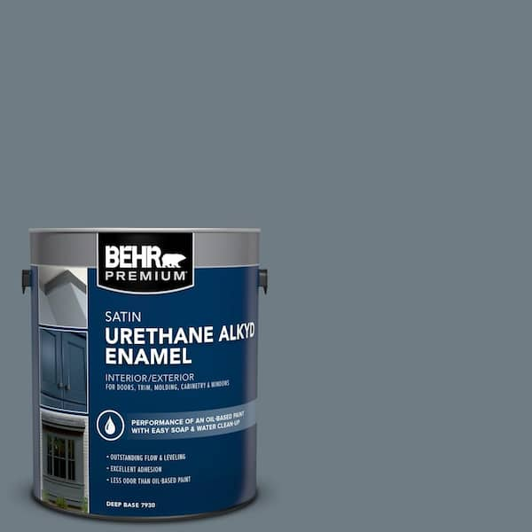 1 gal. #N490-5 Charcoal Blue Urethane Alkyd Satin Enamel Interior/Exterior  Paint