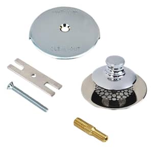 Universal NuFit Push Pull Bathtub Stopper with Grid Strainer, One Hole Overflow and Combo Pin Kit in Chrome Plated