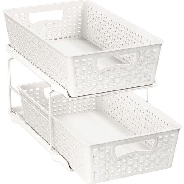 2 Tier Clear Organizers and Storage with Dividers, Pull Out Under