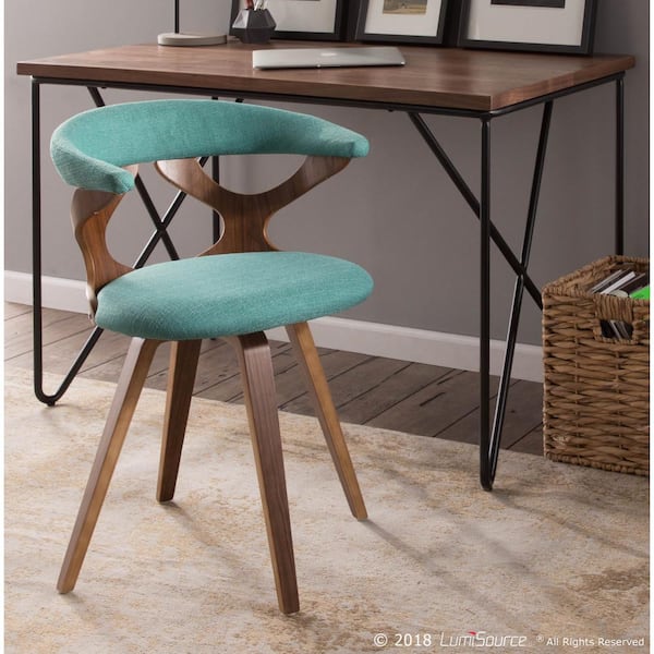 Gardenia Walnut and Teal Swivel Accent and Dining Chair