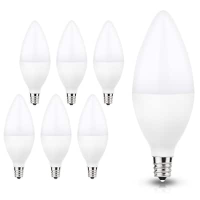 UL-Listed 60-Watt Equivalent 6W C11 Dimmable LED Candle Light Bulb E12 Base in Daylight 5000K (6-Pack)