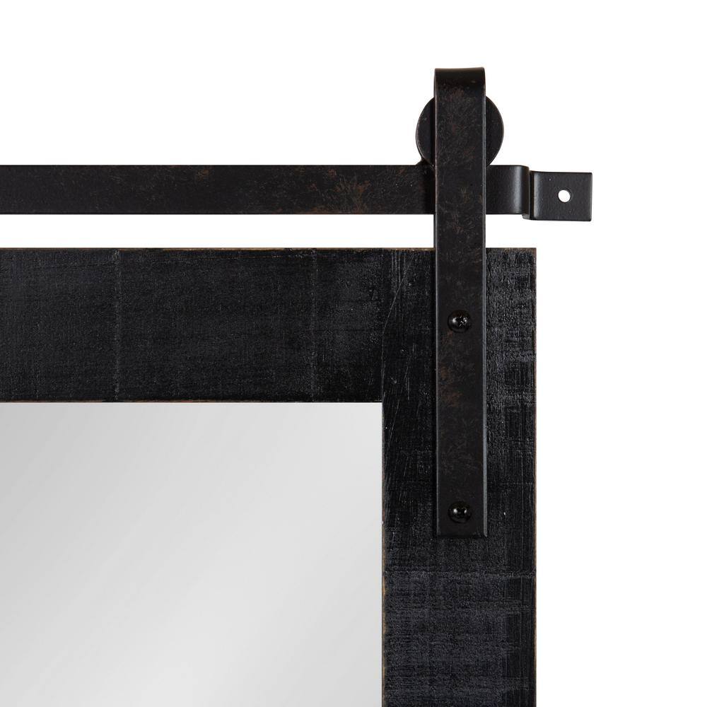 Cates 24" x 31" Rustic Black Wood Wall Mirror with Shelf