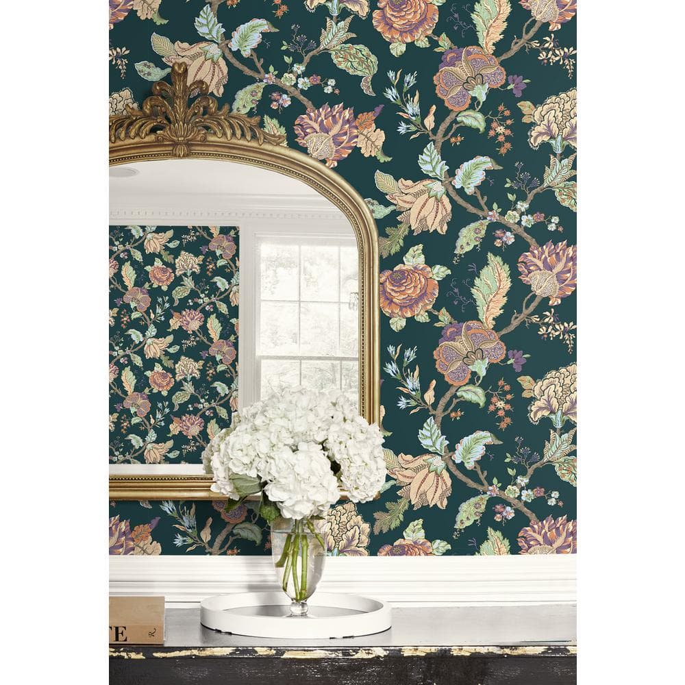 Victorian Jade Floral Vinyl-Coated Pre-Pasted Wallpaper