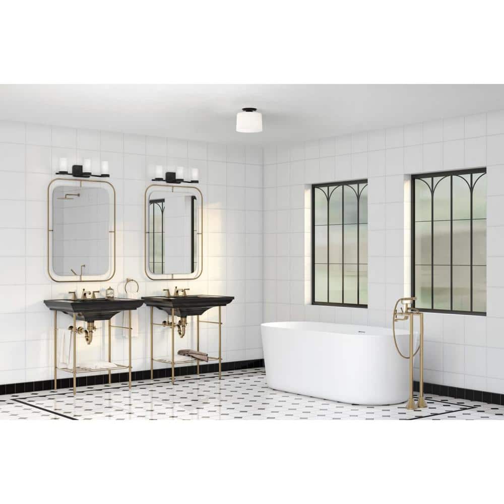 Adley Matte Black and Opal Glass Flush Mount Light