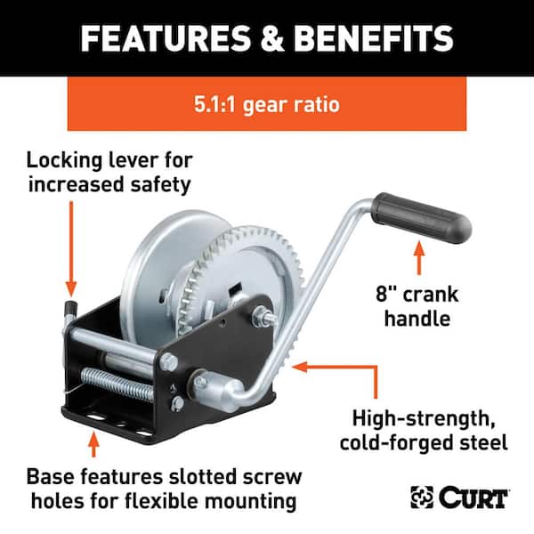 CURT Hand Crank Winch (1,700 lbs, 8 Handle) 29427 - The Home Depot