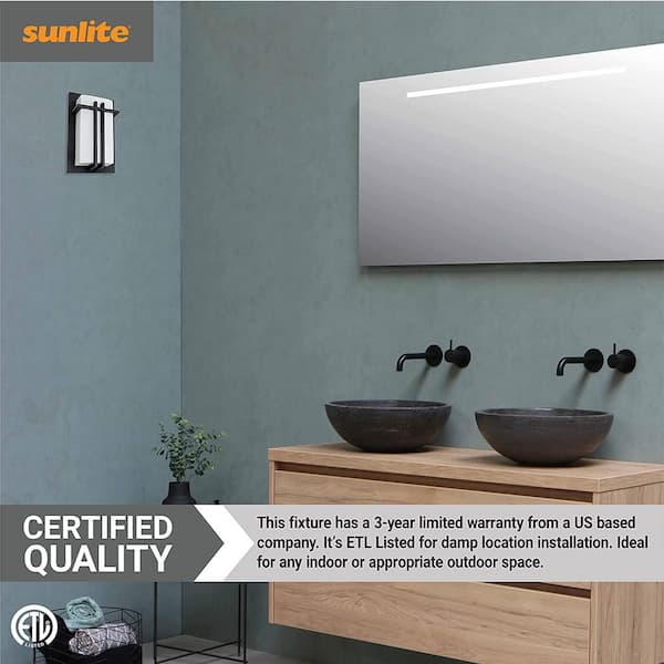 Sunlite 1 Light Black Modern Rectangular Outdoor E26 Base Wall Lantern Sconce Fixture Hd02846 The Home Depot Sunlite 1 Light Black Modern, How Much Does It Cost To Install A Vanity Light In Philippines