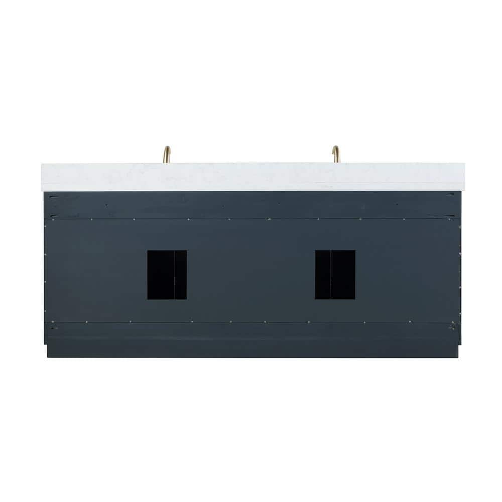 Gazsi 84" Charcoal Blue Wood Vanity with Composite Stone Top