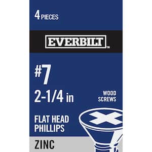 #7 x 2-1/4 in. Zinc Plated Phillips Flat Head Wood Screw (4-Pack)