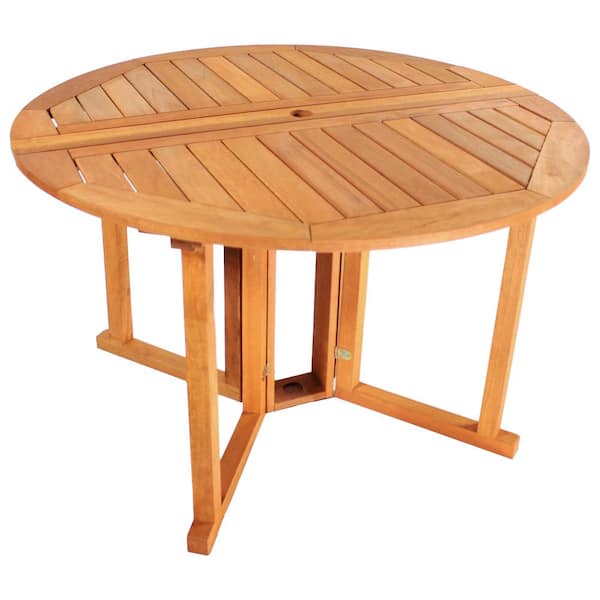 Sunnydaze Malaysian Hardwood Gateleg Patio Table with Teak Oil Finish